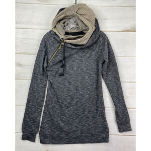 Ampersand Avenue Hoodie Womens S Black Aztec Double Hood Long Sleeve Sweatshirt